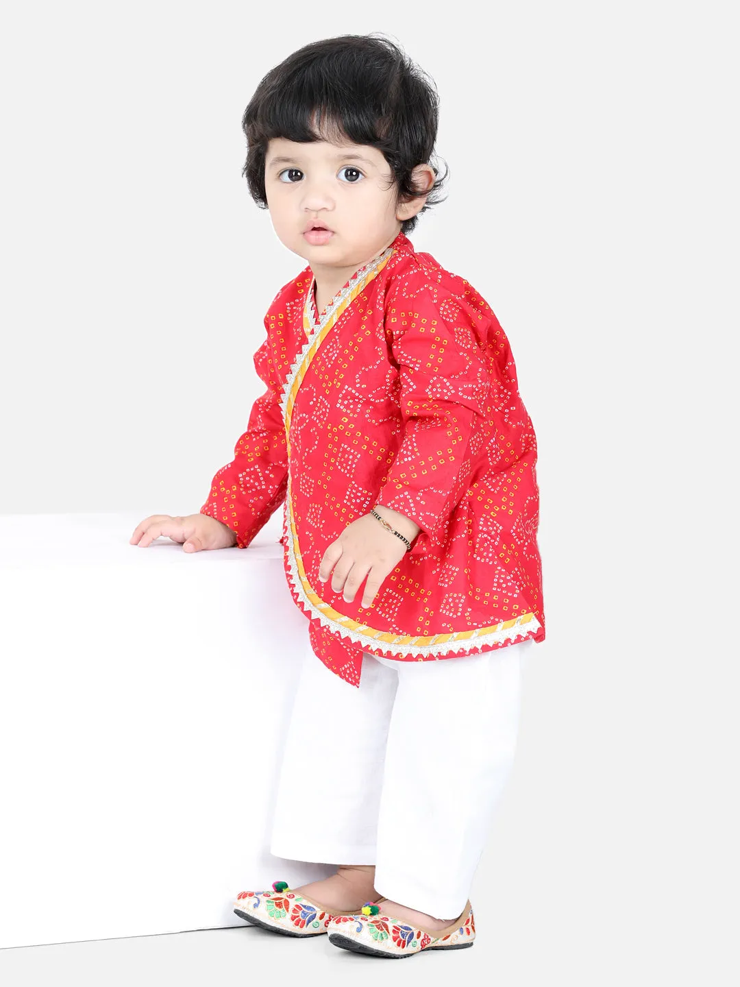 Full Sleeve Cotton Kurta Pyjama For Boys- Red