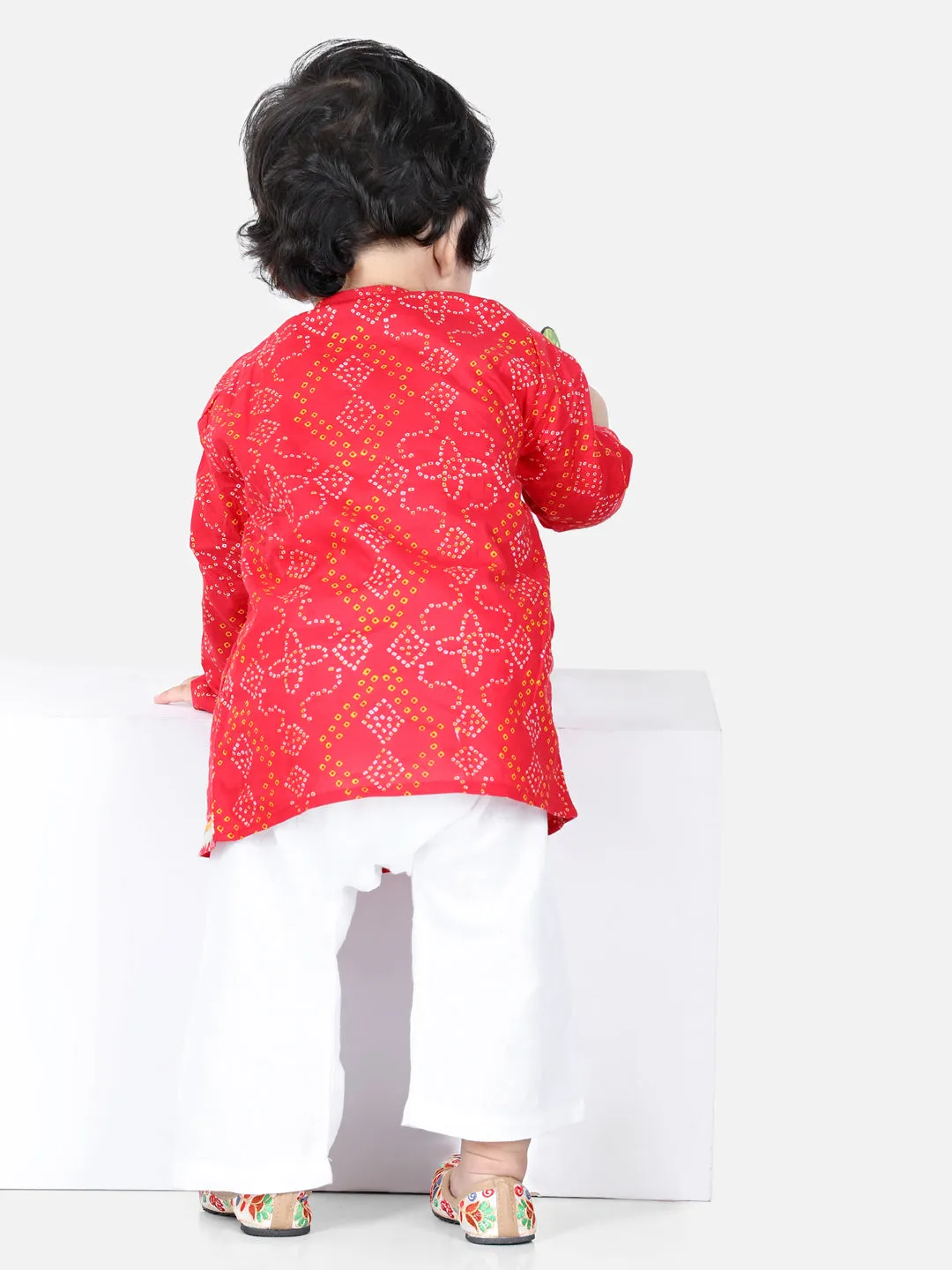 Full Sleeve Cotton Kurta Pyjama For Boys- Red