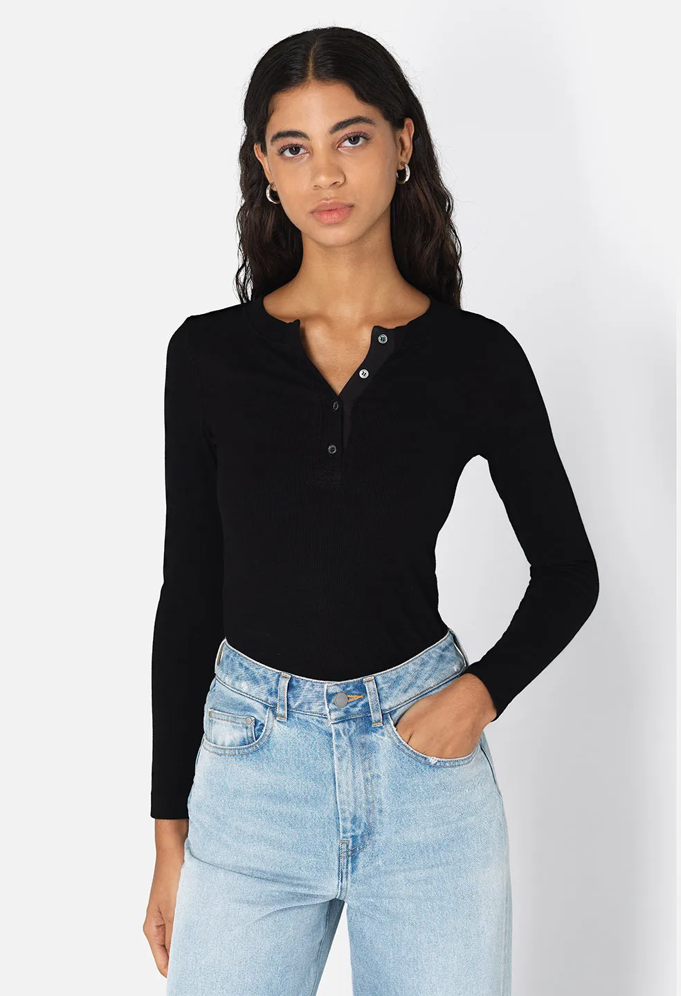 Gemini Rib Henley / Black