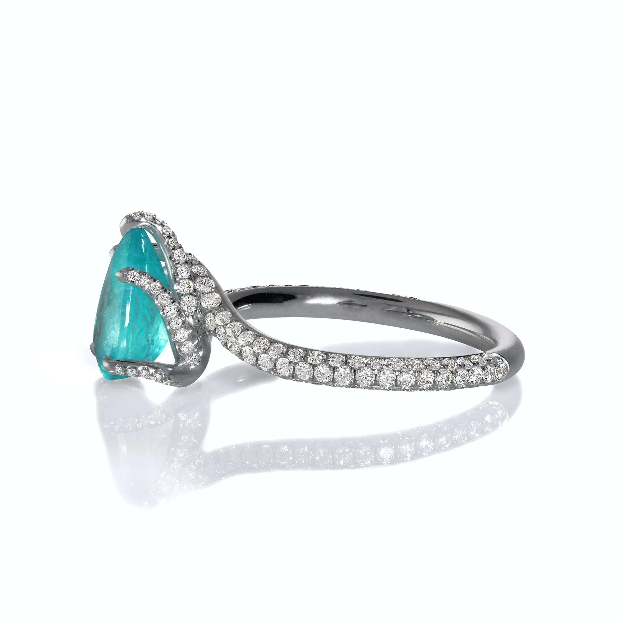 GIA 2.84ct Natural PARAIBA TOURMALINE Pear Shape Diamond Platinum Dalinda Ring