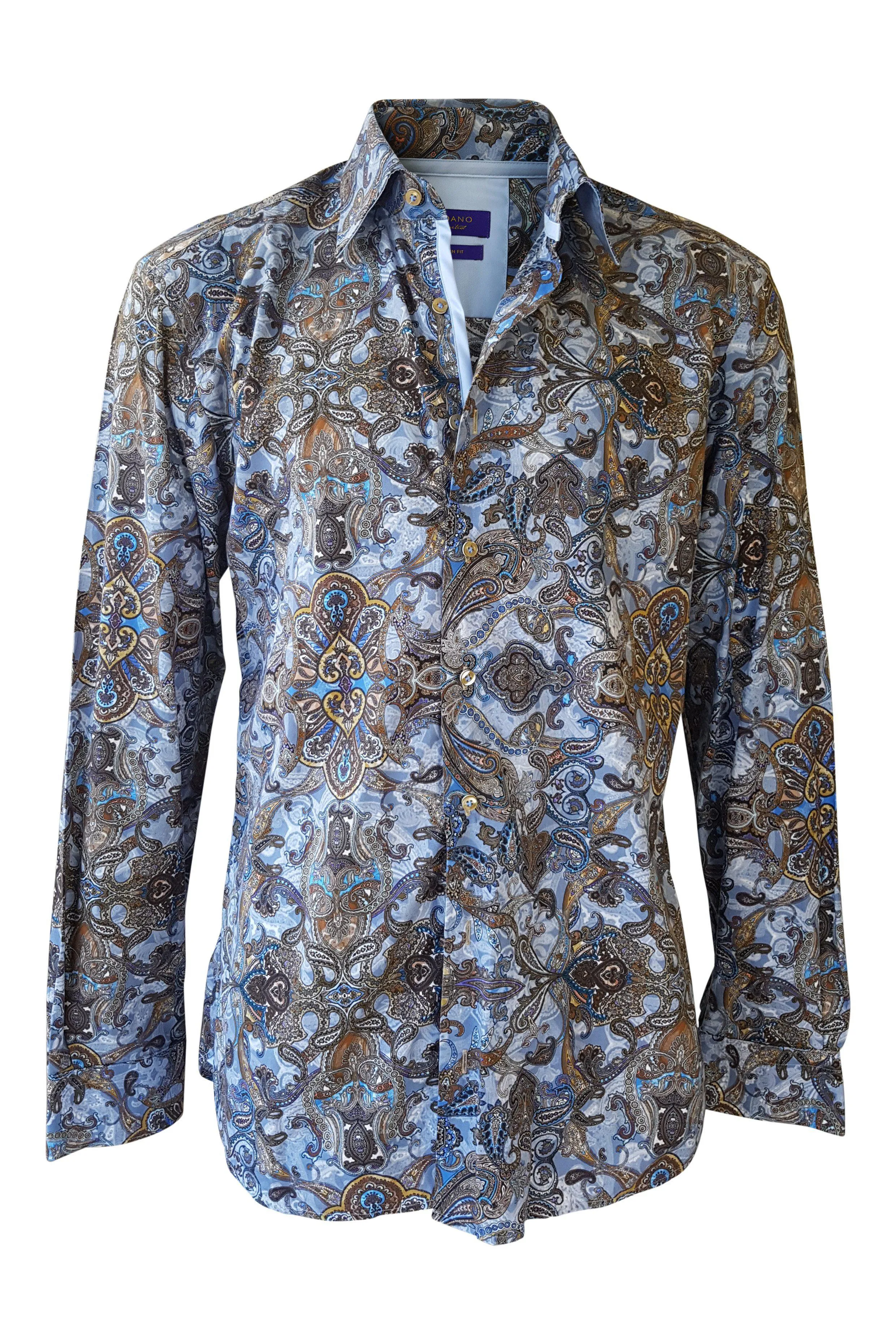 GIORDIANO Blue Paisley Print Blazer and Shirt Set (IT 52)