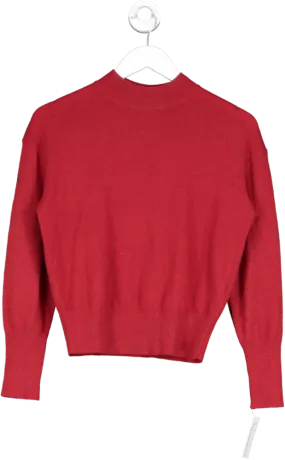 Goelia Red Pure Wool Mock Neck Jumper UK XS