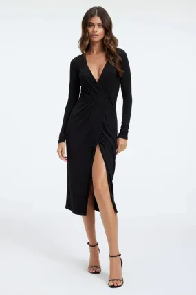 Good American Good Touch Wrap Midi - Black