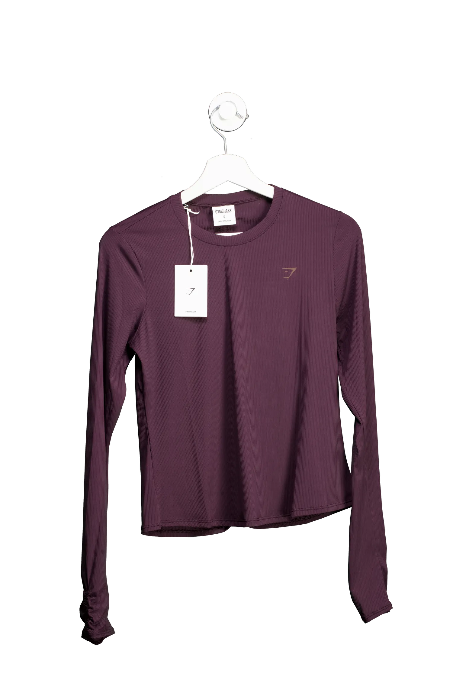 gymshark Purple Elevate Long Sleeve Ruched Top Plum Brown UK S