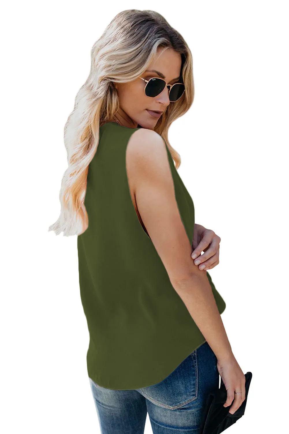 Haute Edition Women's Casual Wrap Loose Fit Blouse Tank