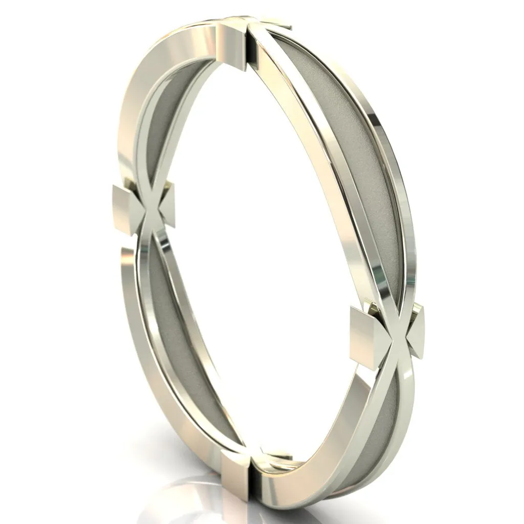 Infinity Ribbon Round Cut Gems Couple's Full Eternity Matching Two-Band Set