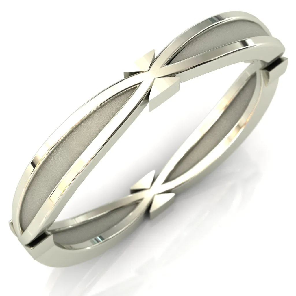 Infinity Ribbon Round Cut Gems Couple's Full Eternity Matching Two-Band Set