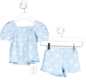 Jacadi Paris Blue Butterfly Cotton Blouse And Bloomer Shorts 2 Years