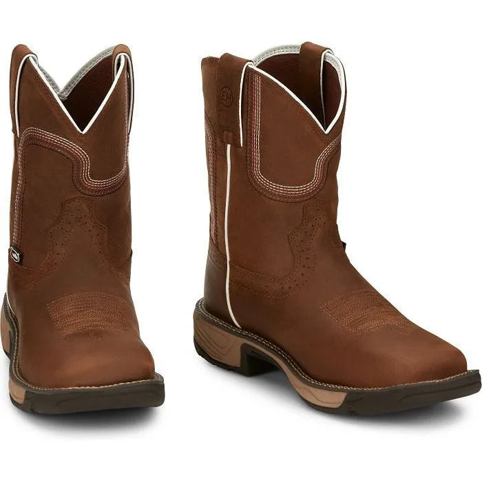 Justin Women's Rush 8" Waterproof Western Work Boot -Brown- SE4359