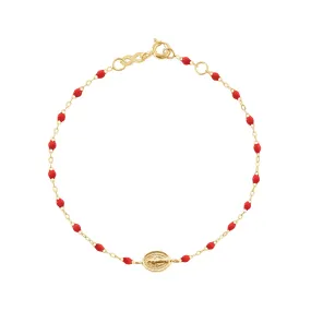 Madone Charm Classic Gigi Poppy bracelet, Yellow Gold, 6.7"