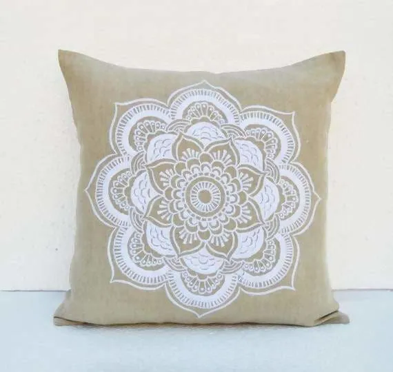 Mandala linen handmade pillow cover