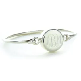 Monogram Sterling Silver Round Bangle Bracelet