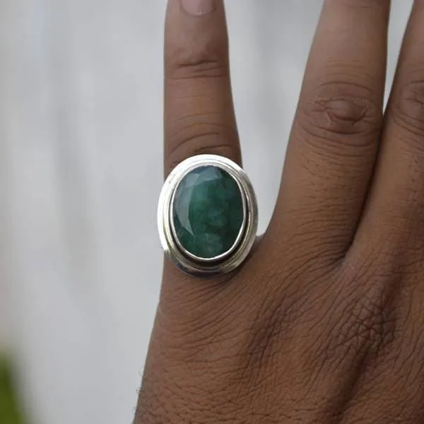 Natural Emerald Gemstone May Birthstone Ring, Emerald Jewelry, Nickel Free