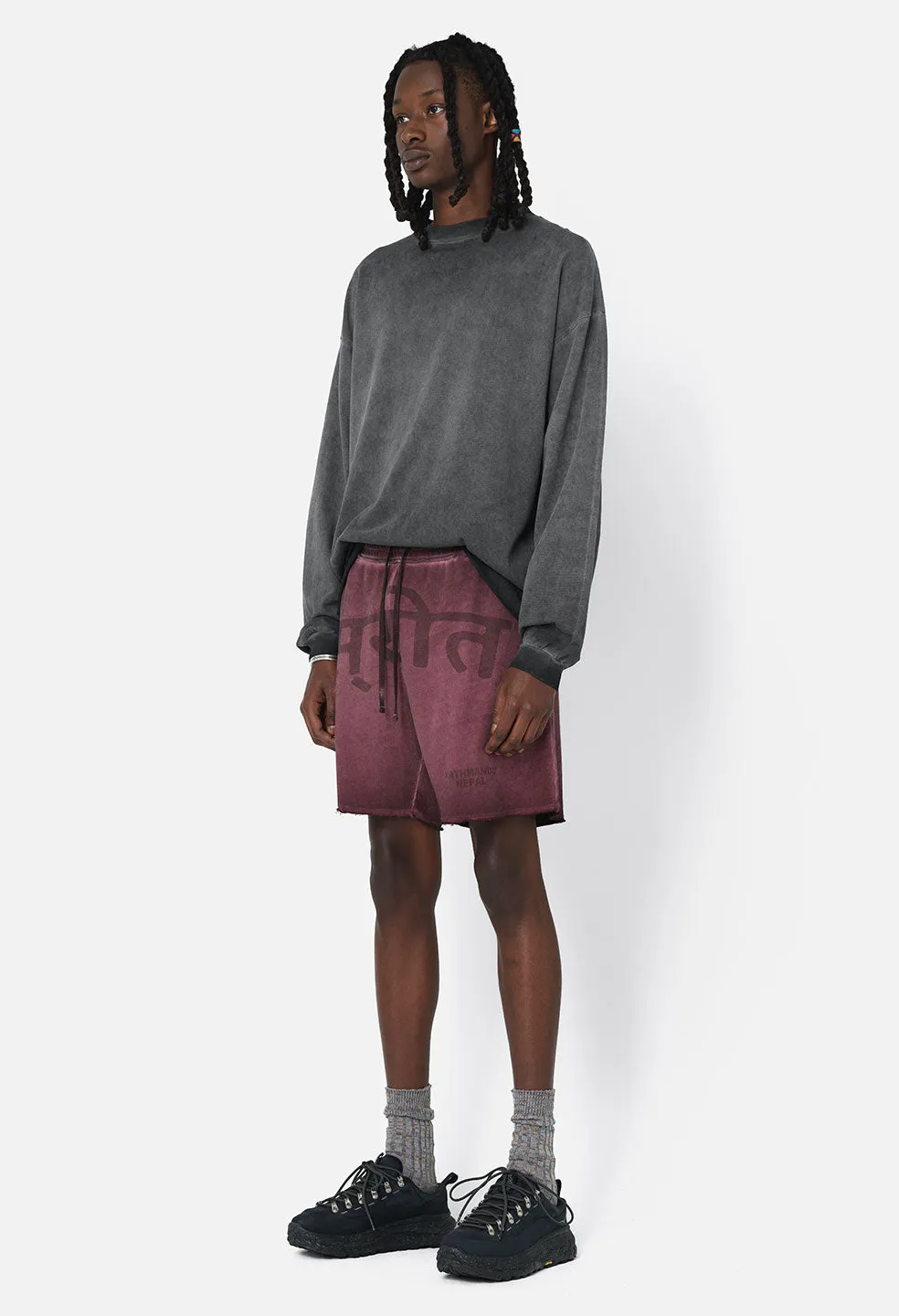 Nepal Tuck Terry Shorts / Oil Wash Ruby