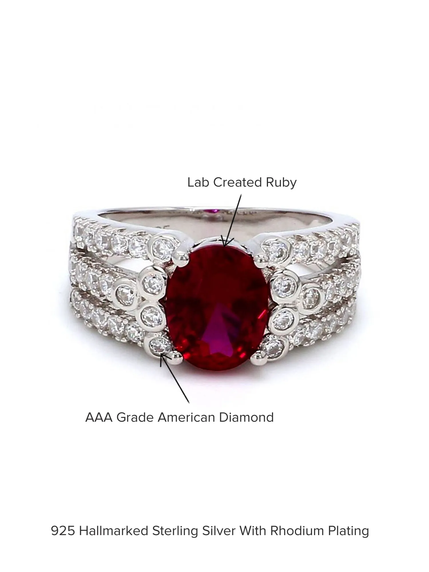 Oval Ruby 2.5 Carat Silver Ring For Women