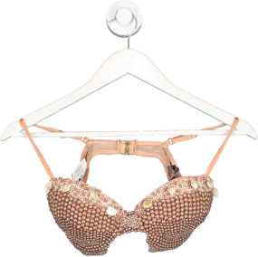 Pat Bo Nude Pearl Beaded Bikini Top With Shell Embellishment UK S