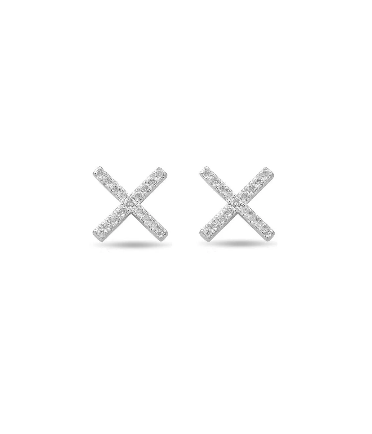 Pave X Posts Earring in Silver