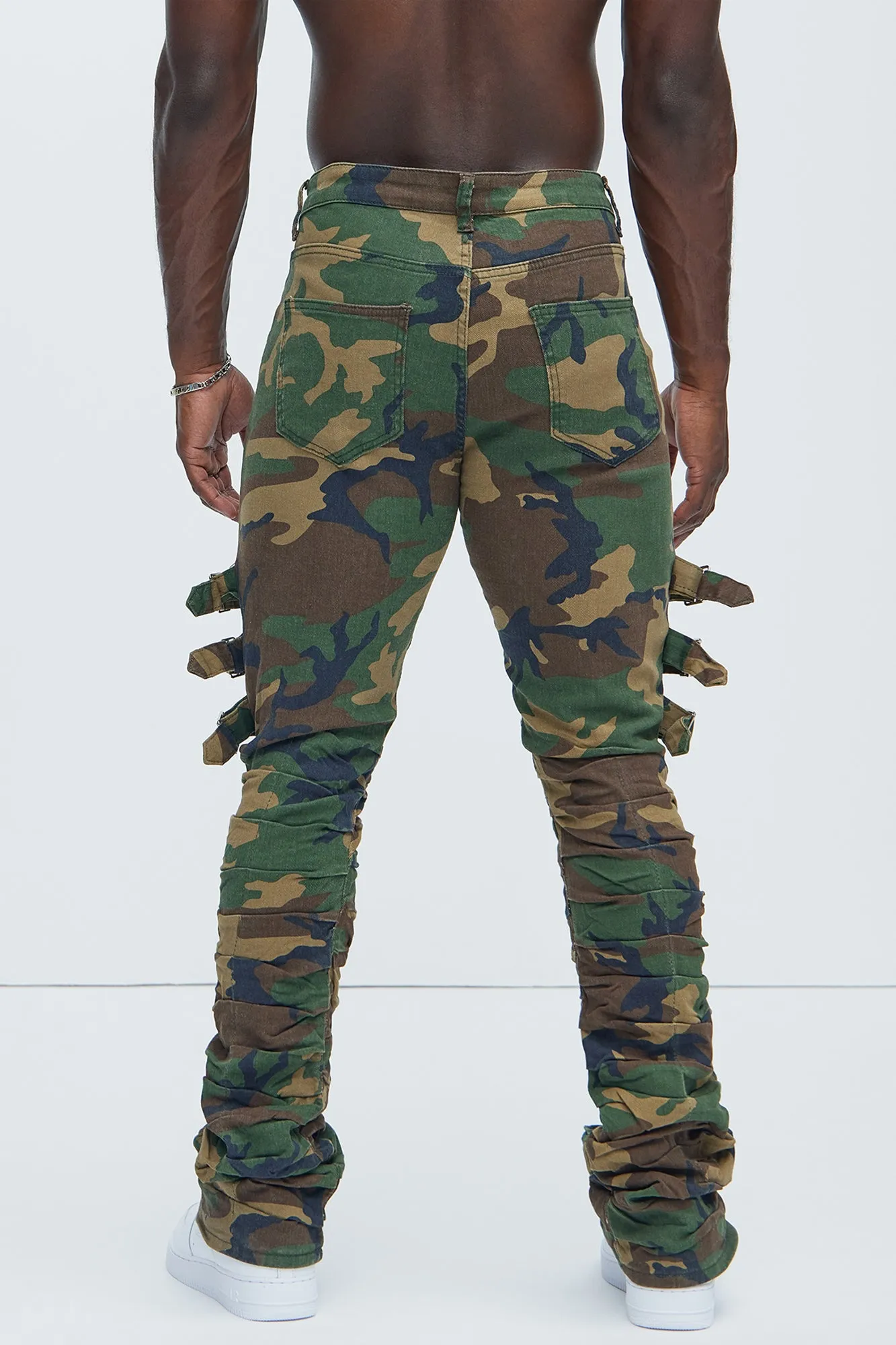 Pleat Me Down Stacked Skinny Flare Pants - Camouflage