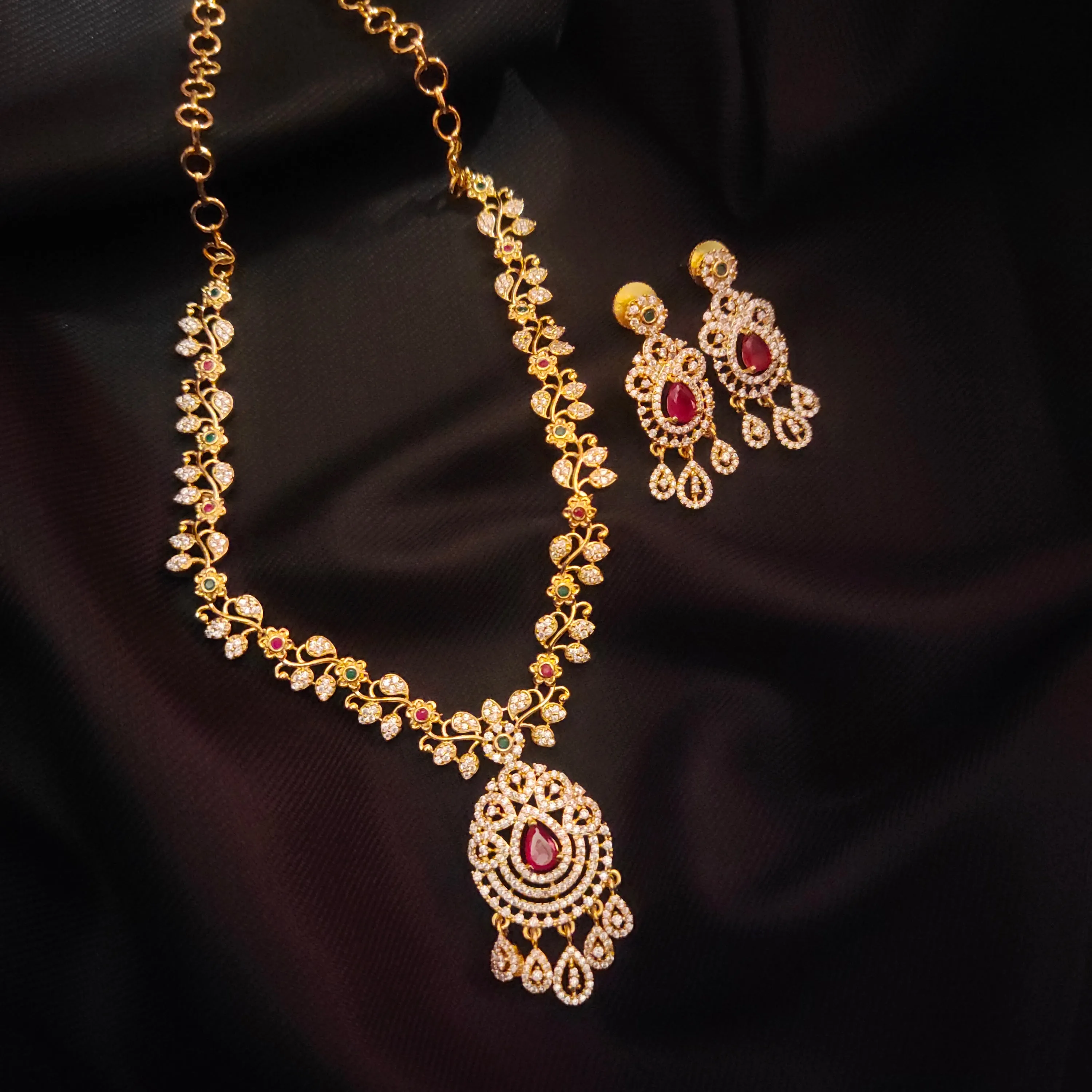 "Captivating Elegance: Unveiling the Designer Zircon Necklace Set by ASP Fashion Jewellery 14979279"