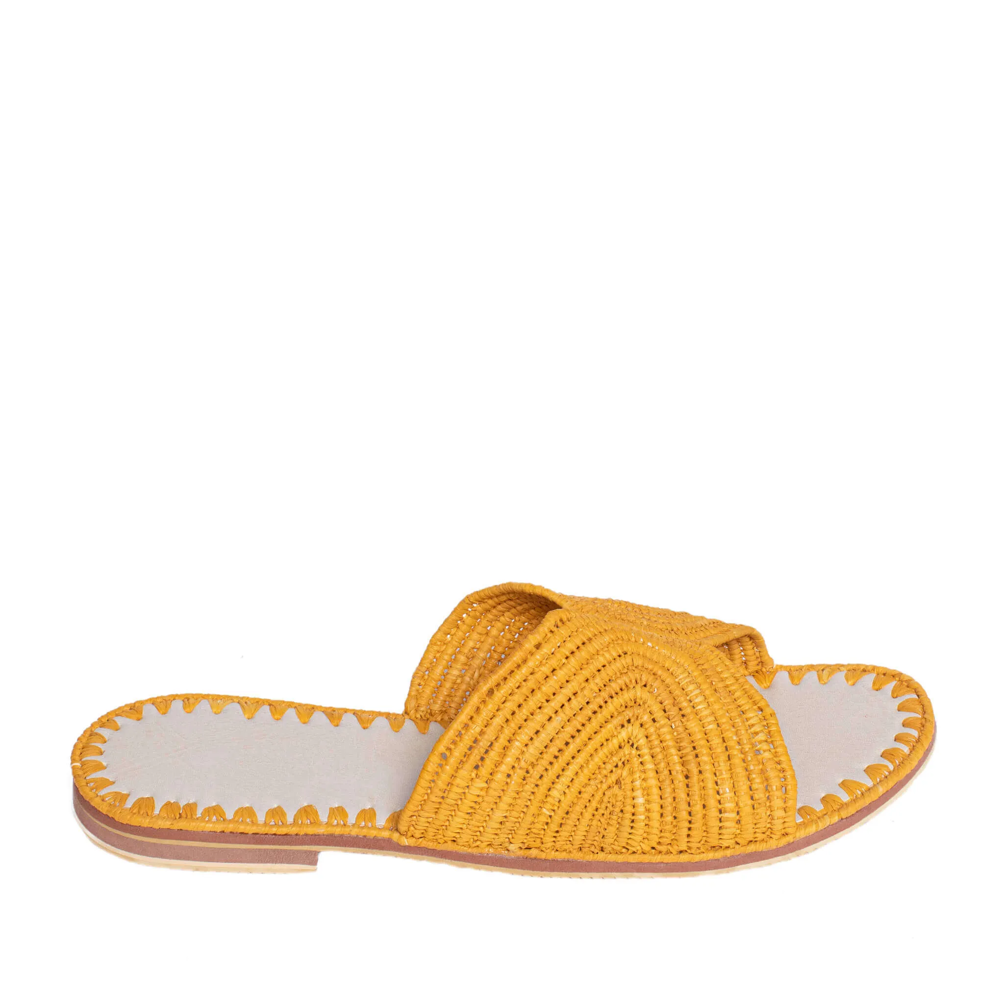 Raffia Slippers Sun and Moon in Mango