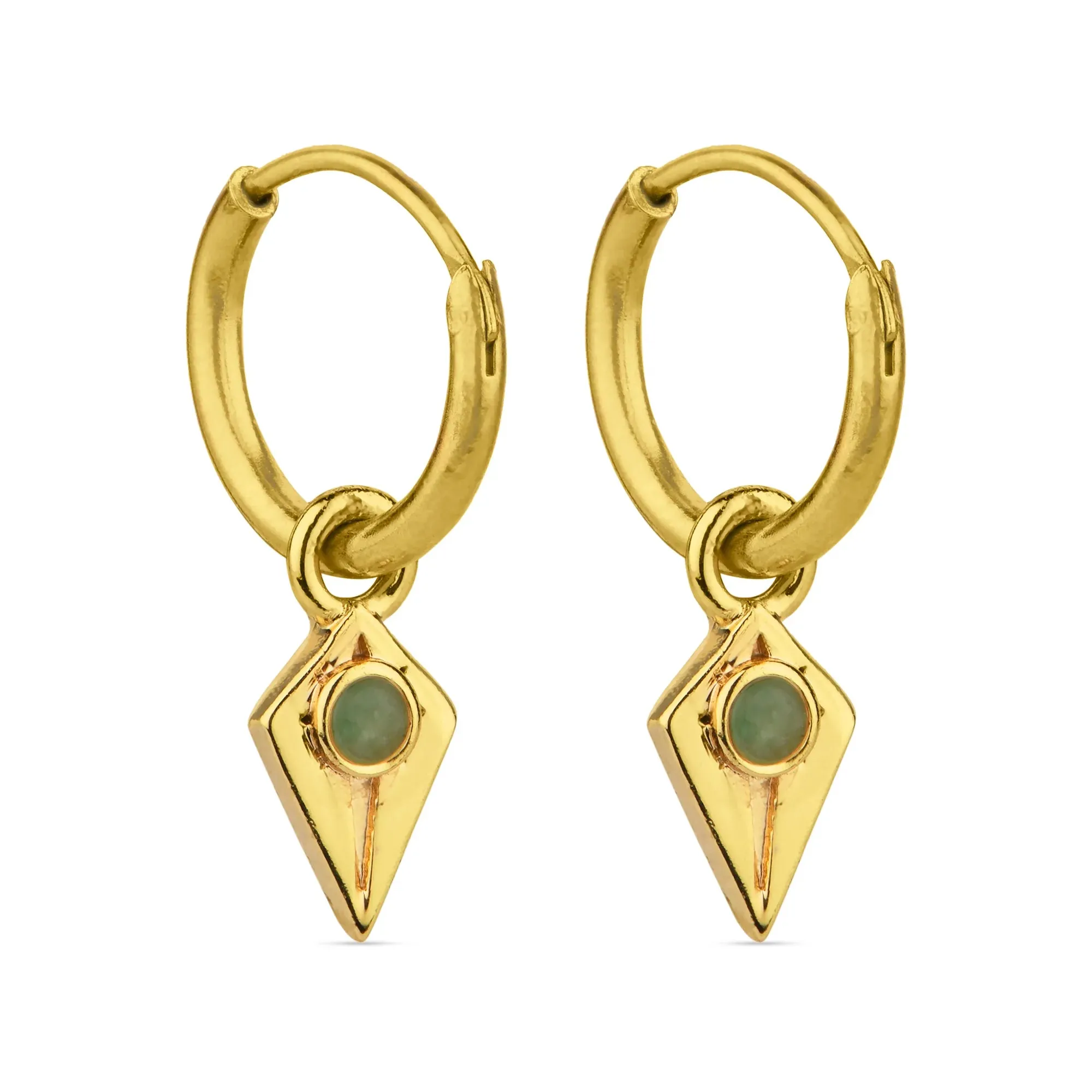 Real Gold Plated Z Green Birthstone Triangle Hoops Earring For Women By Accessorize London