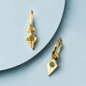 Real Gold Plated Z Green Birthstone Triangle Hoops Earring For Women By Accessorize London