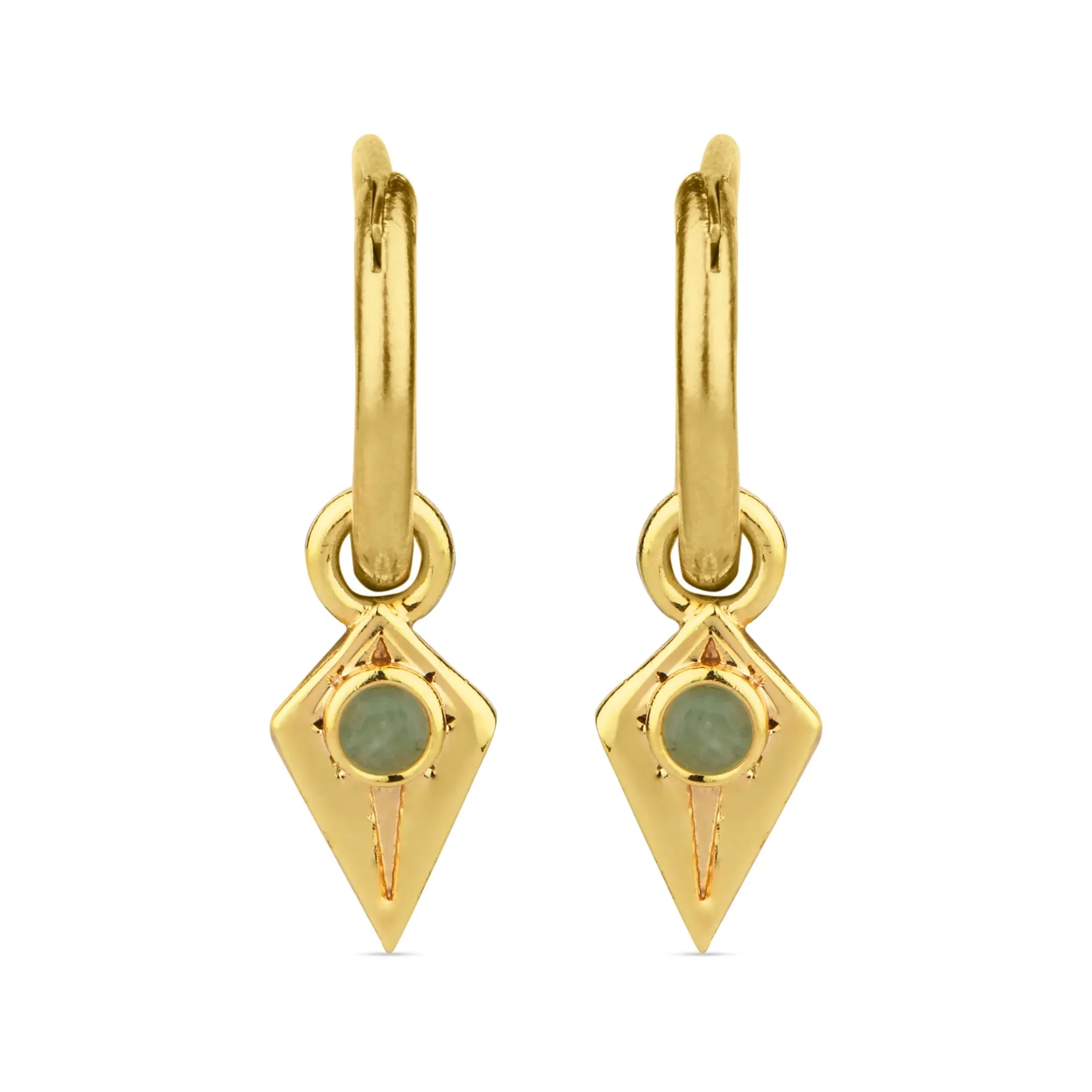 Real Gold Plated Z Green Birthstone Triangle Hoops Earring For Women By Accessorize London