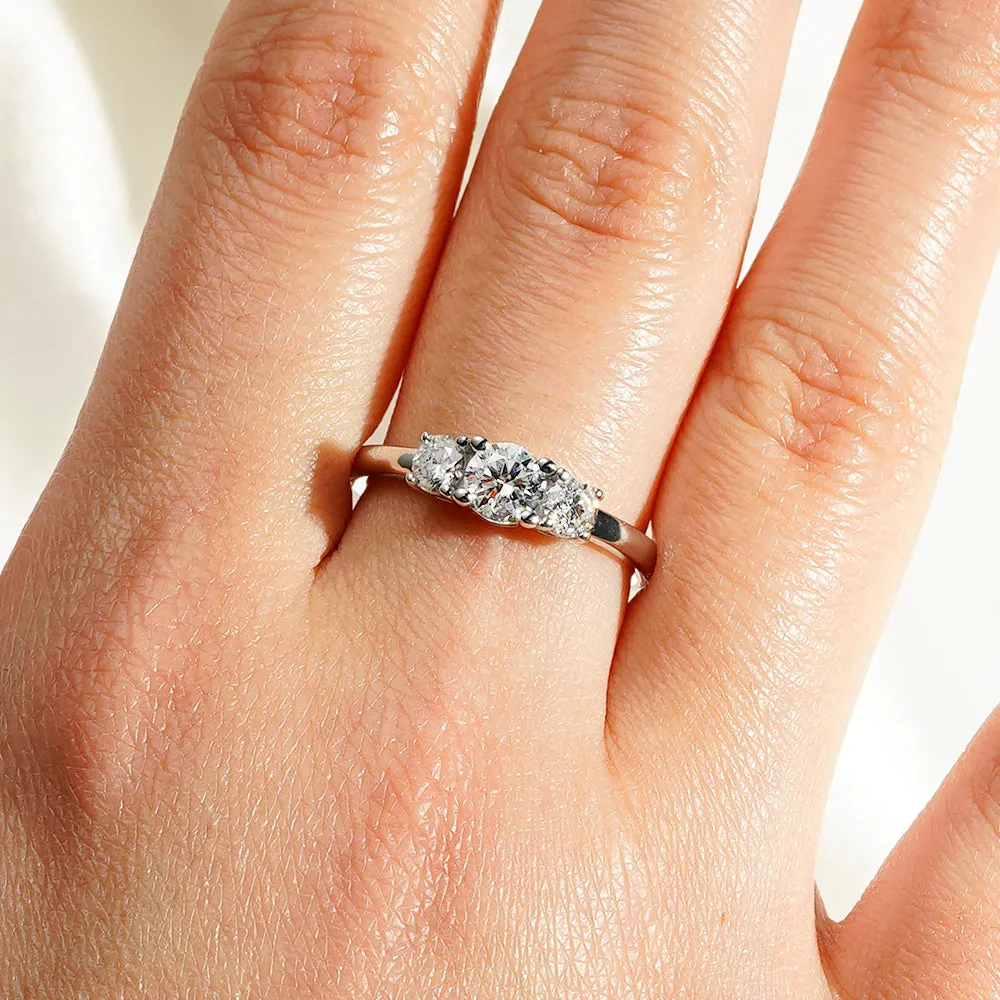 Round 3 Stone Shared Prong Moissanite Anniversary Band