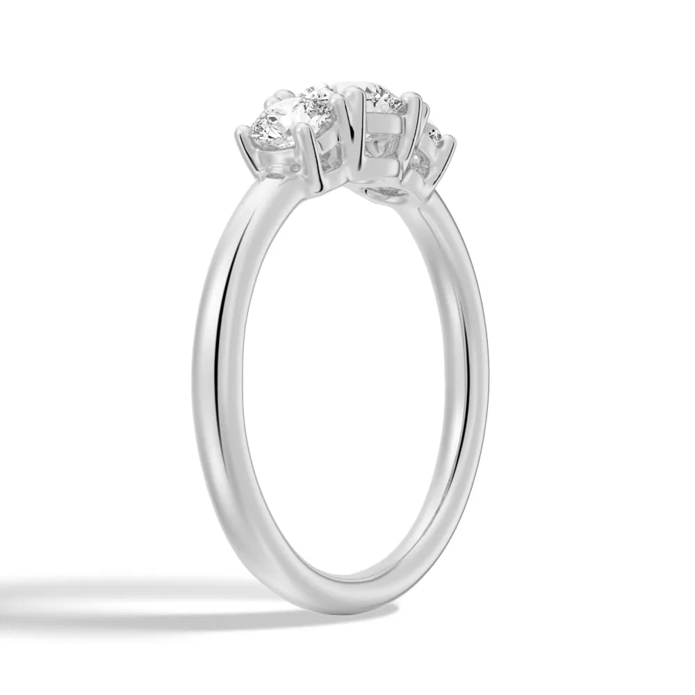 Round 3 Stone Shared Prong Moissanite Anniversary Band