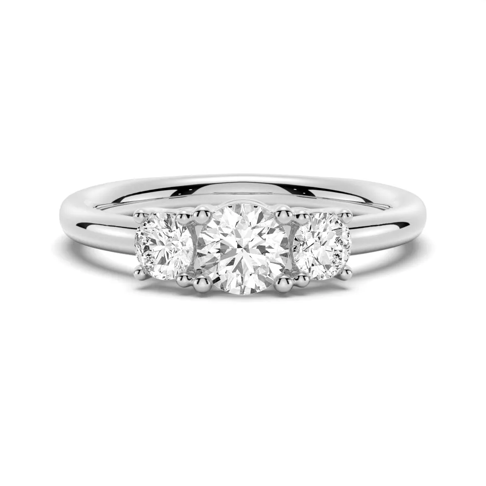 Round 3 Stone Shared Prong Moissanite Anniversary Band