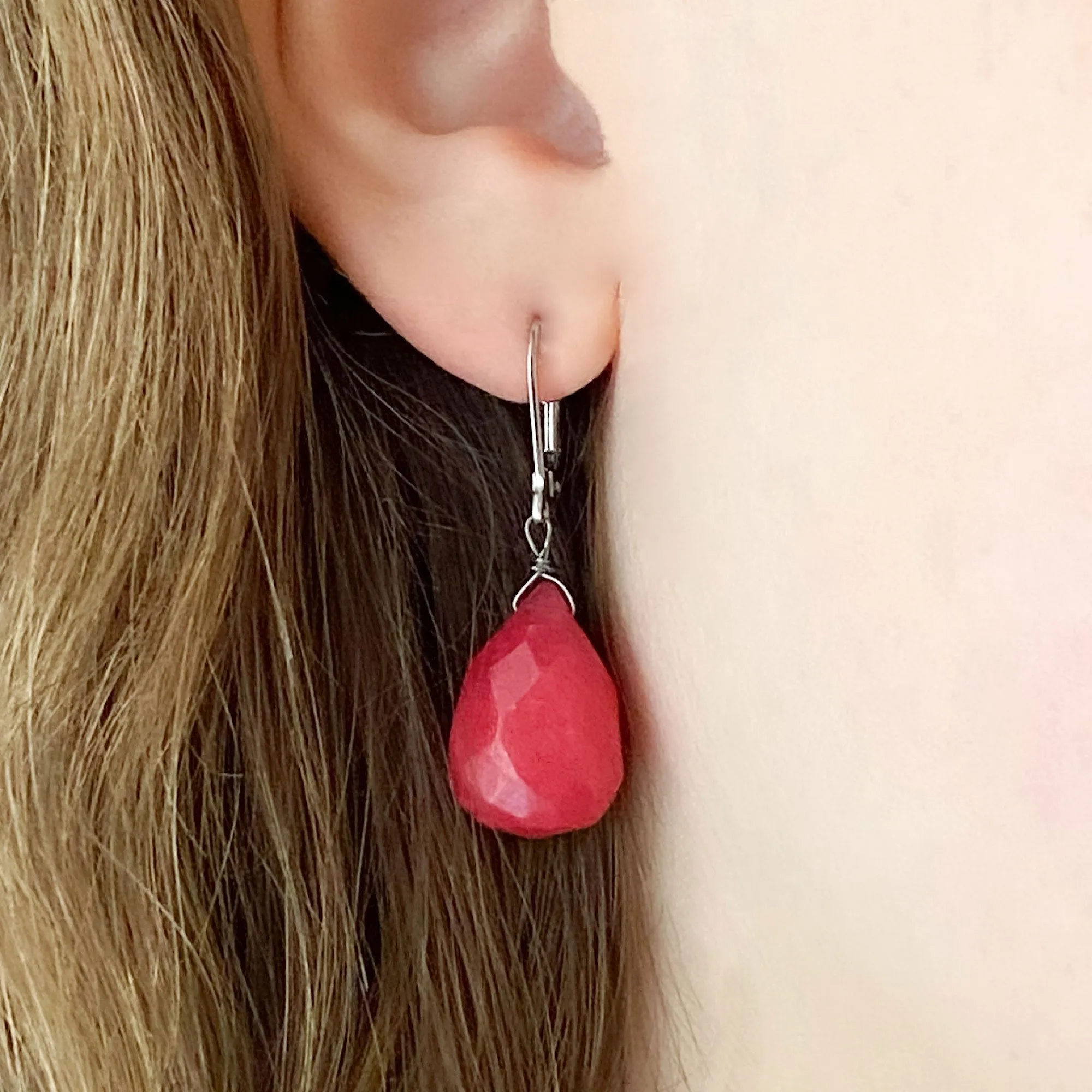 SASHA cherry quartz teardrop earrings