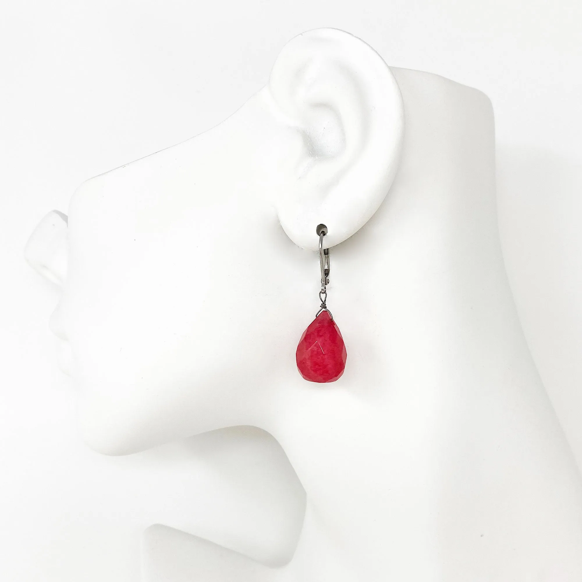 SASHA cherry quartz teardrop earrings