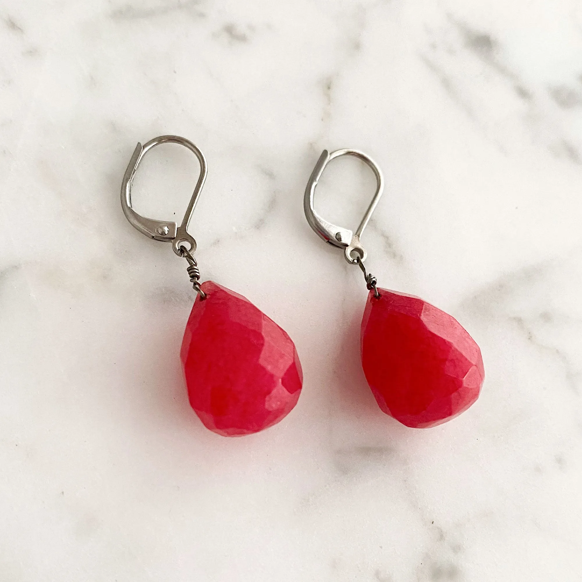 SASHA cherry quartz teardrop earrings