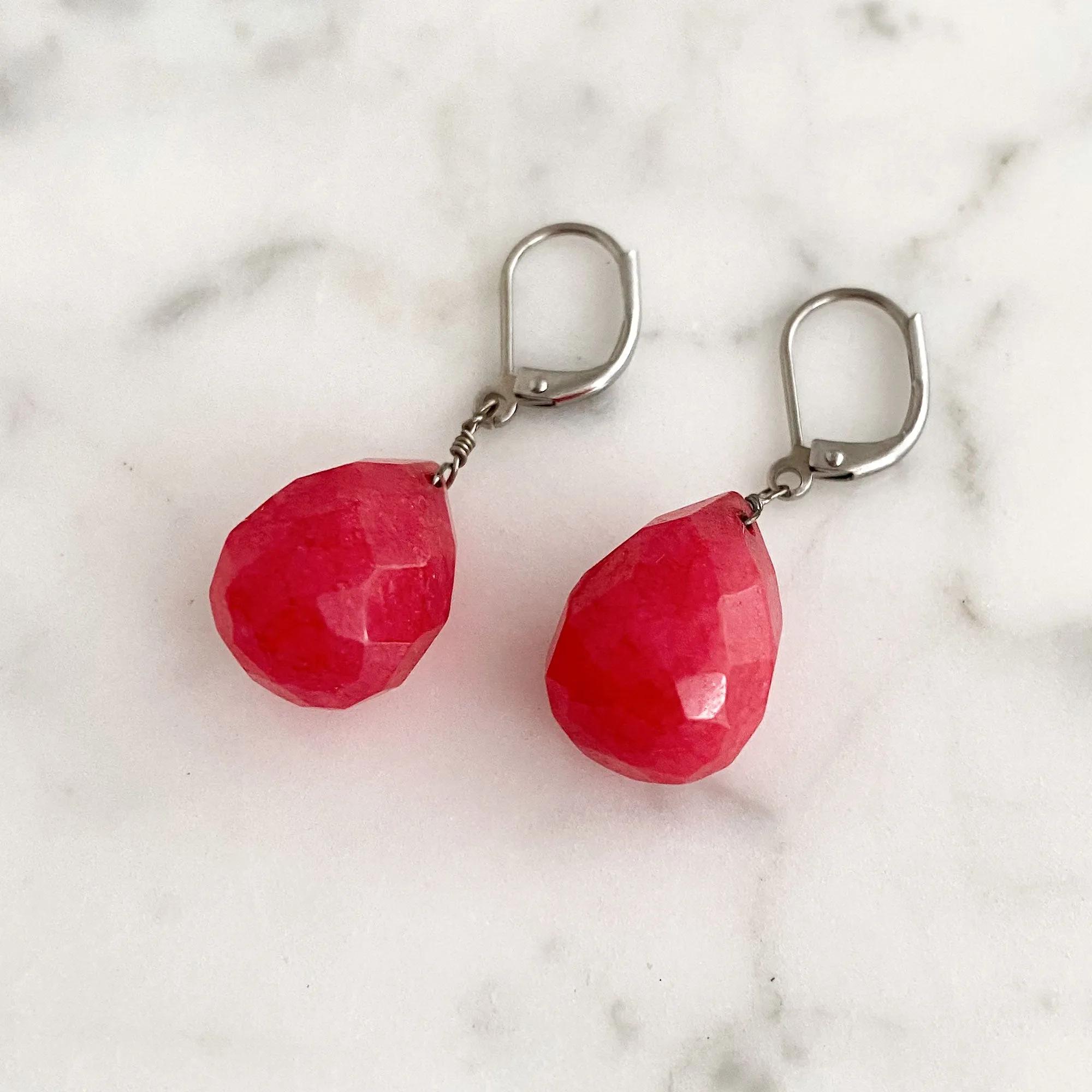 SASHA cherry quartz teardrop earrings