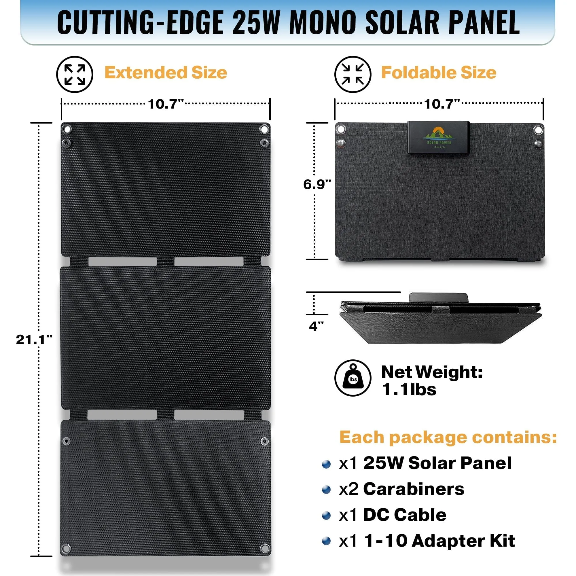 Solar Power Lifestyle 25W Portable Solar Panel