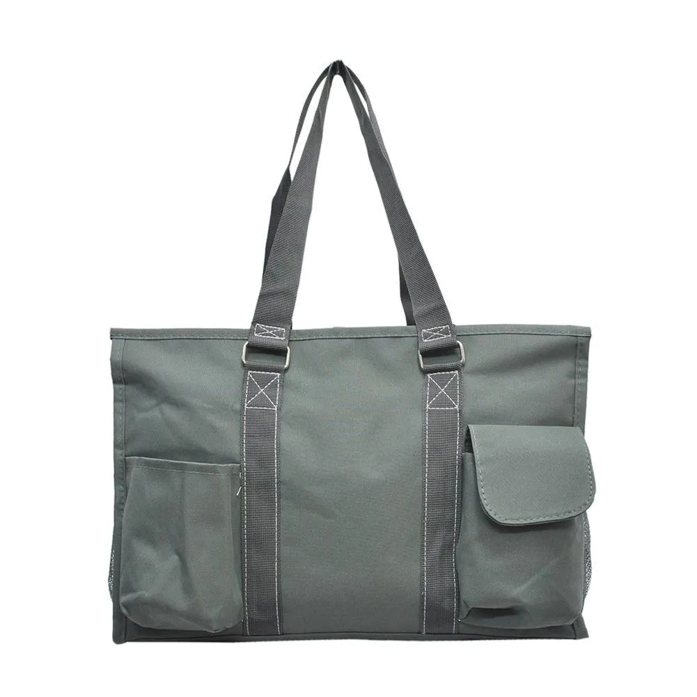 Solid Color Gray NGIL Zippered Caddy Organizer Tote Bag