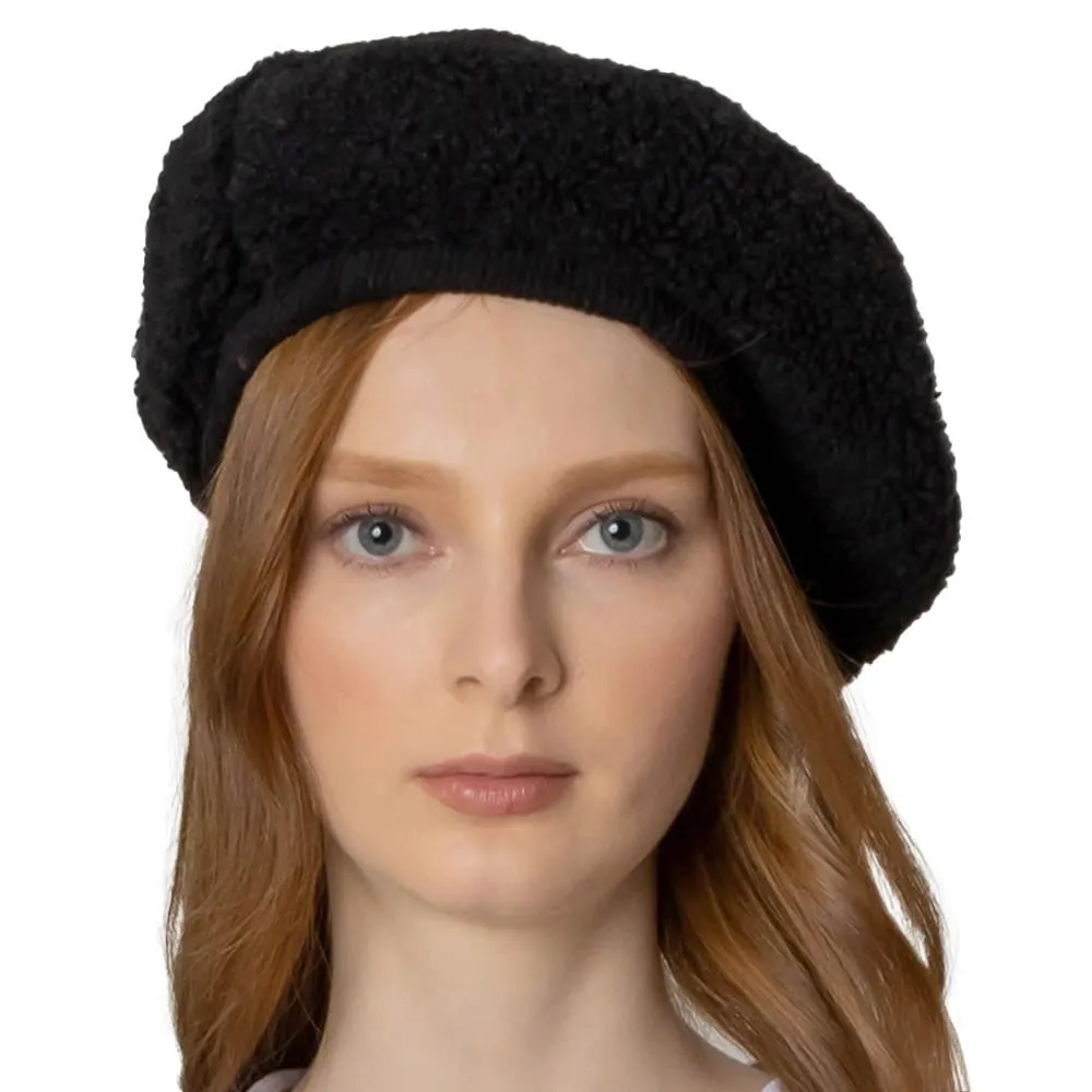 Solid Sherpa Beret Hat