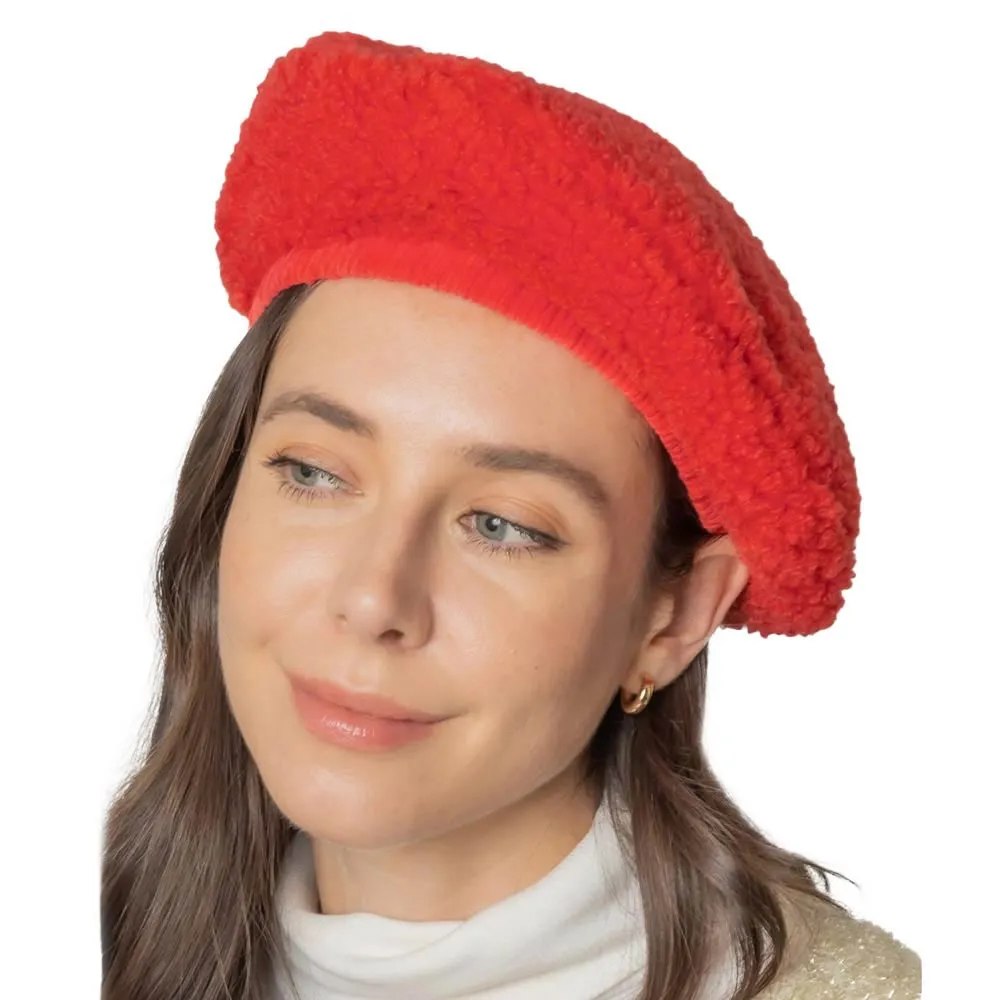 Solid Sherpa Beret Hat