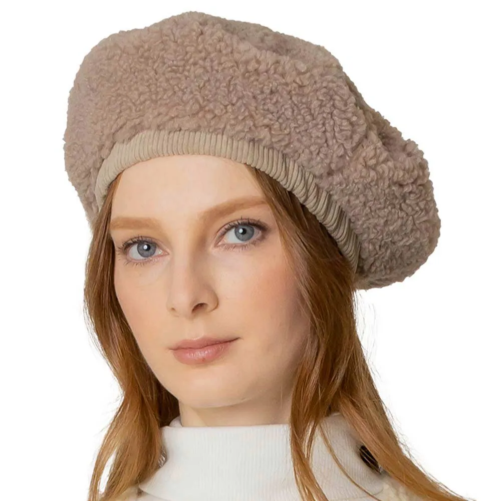 Solid Sherpa Beret Hat