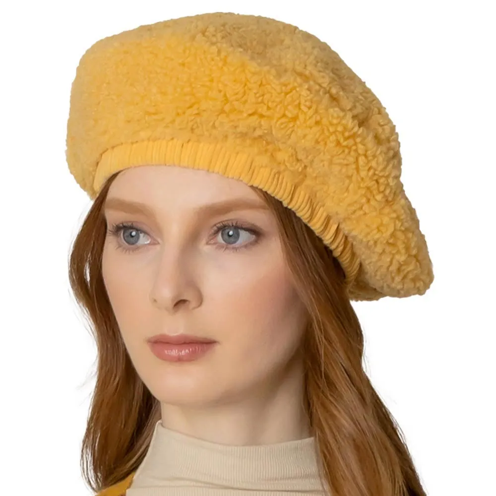 Solid Sherpa Beret Hat