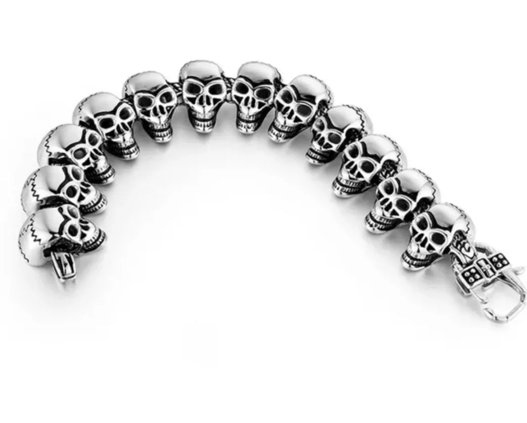 Stainless Steel Cracked Head Skull Bracelet