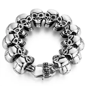 Stainless Steel Cracked Head Skull Bracelet