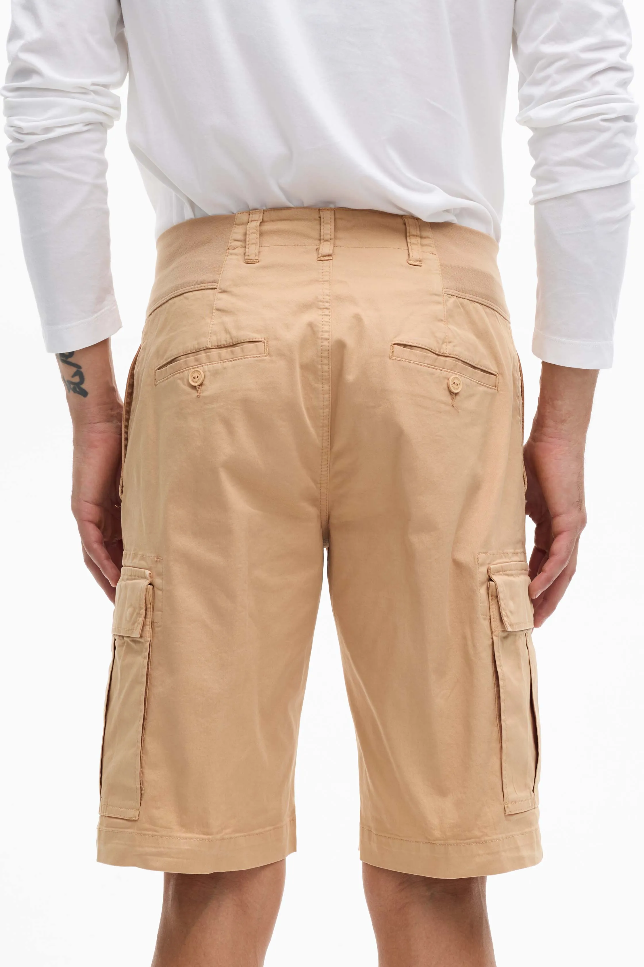 Stretch Cotton Cargo Bermuda Garment Dyed for Man 003U 3441