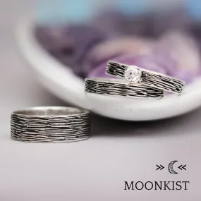 Tree Bark His and Hers Wedding Ring Set  | Moonkist Designs