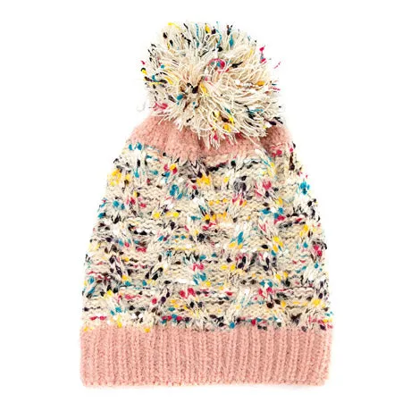 Trish Fuzzy Multi Color Sprinkles Pom Pom Beanie Hat