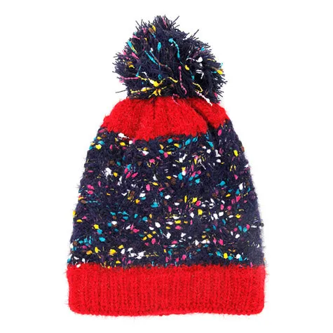 Trish Fuzzy Multi Color Sprinkles Pom Pom Beanie Hat