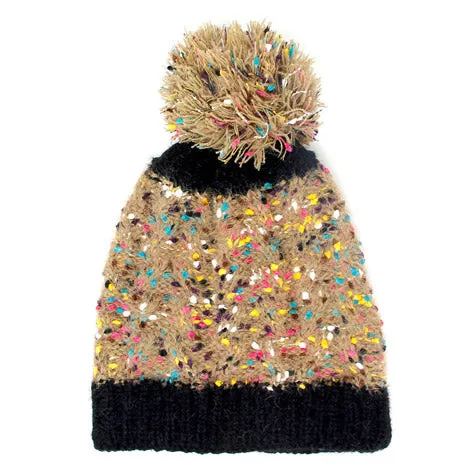 Trish Fuzzy Multi Color Sprinkles Pom Pom Beanie Hat