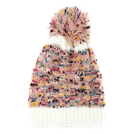 Trish Fuzzy Multi Color Sprinkles Pom Pom Beanie Hat