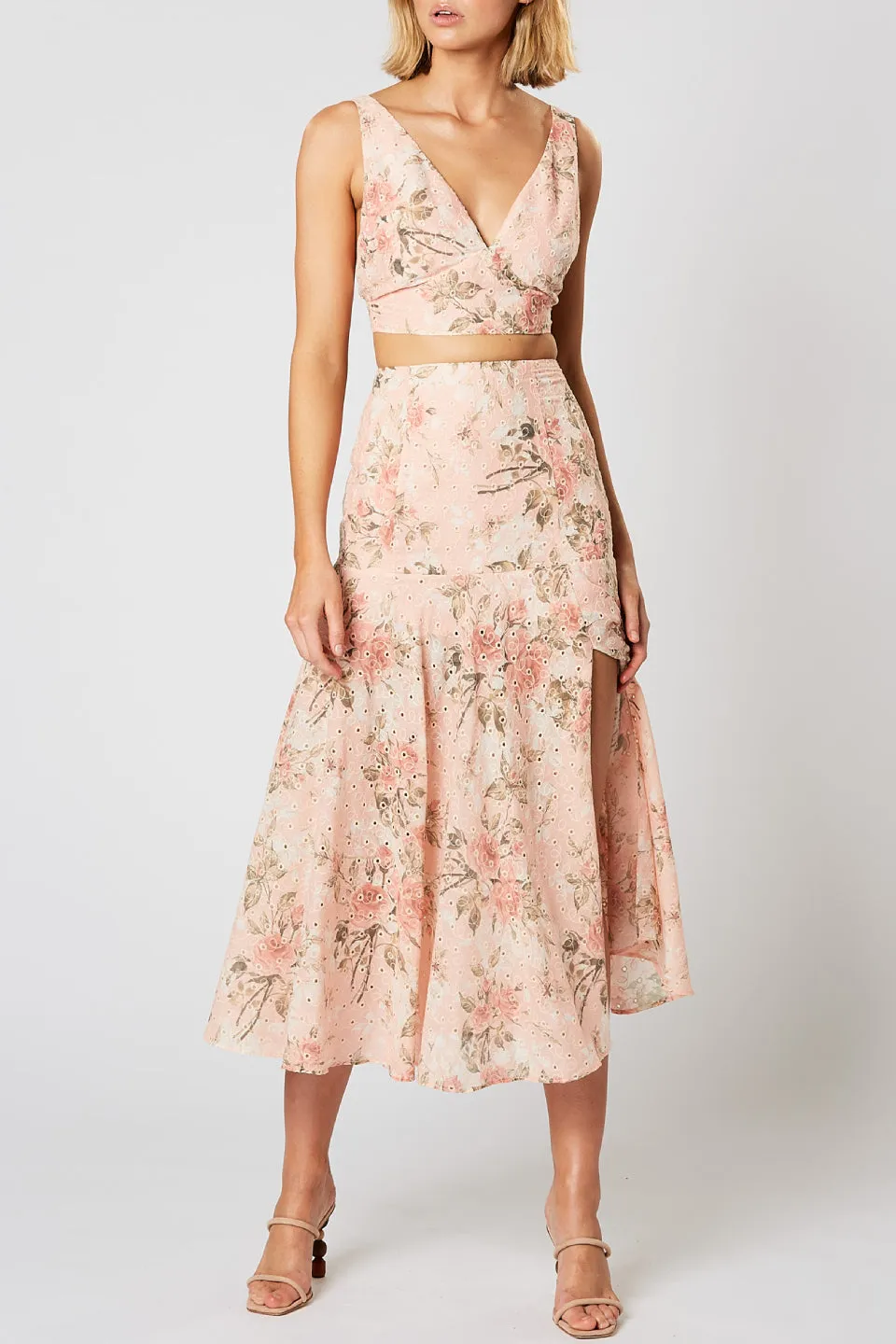 Trove Pink Floral Midi Skirt