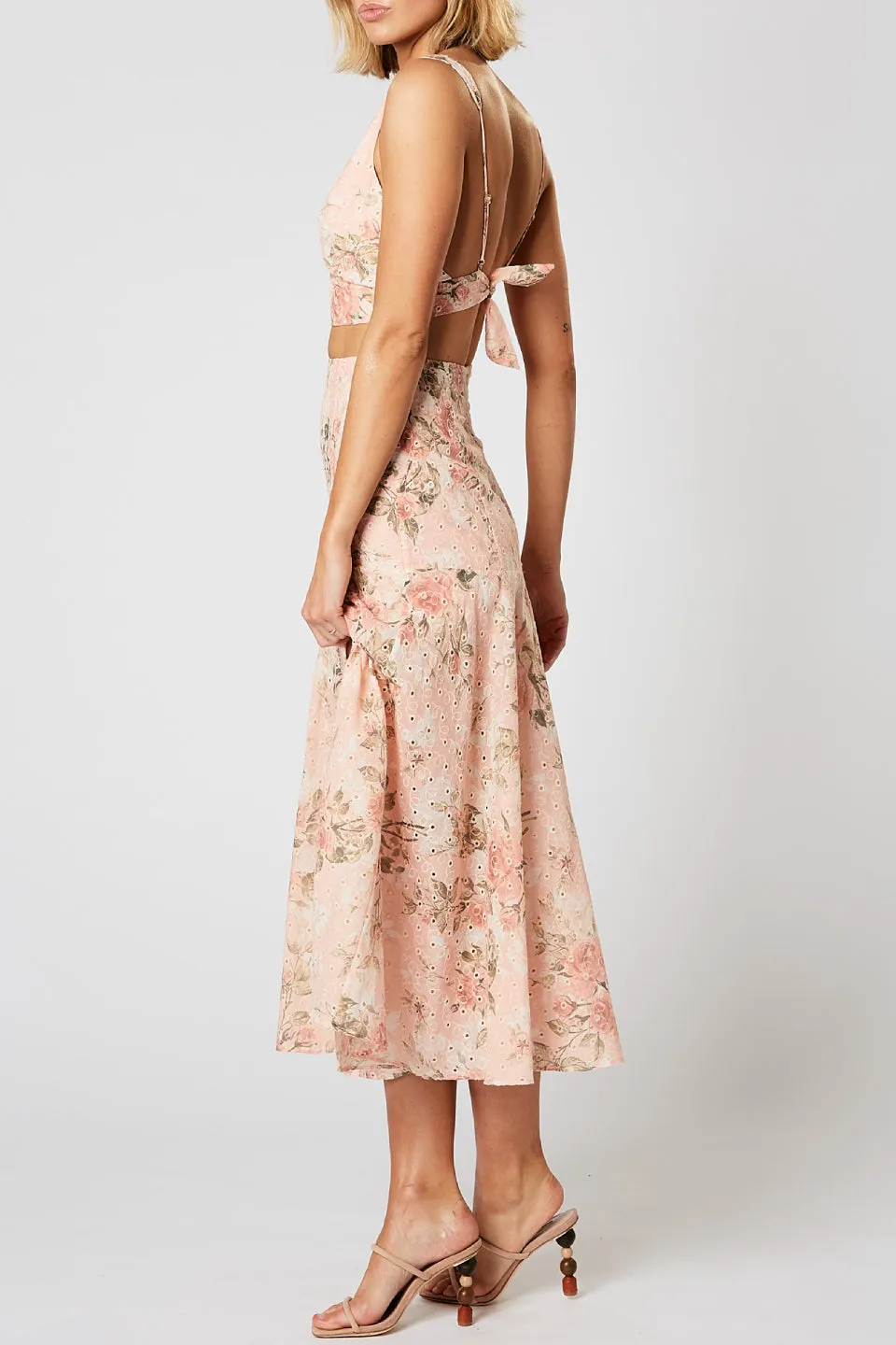 Trove Pink Floral Midi Skirt